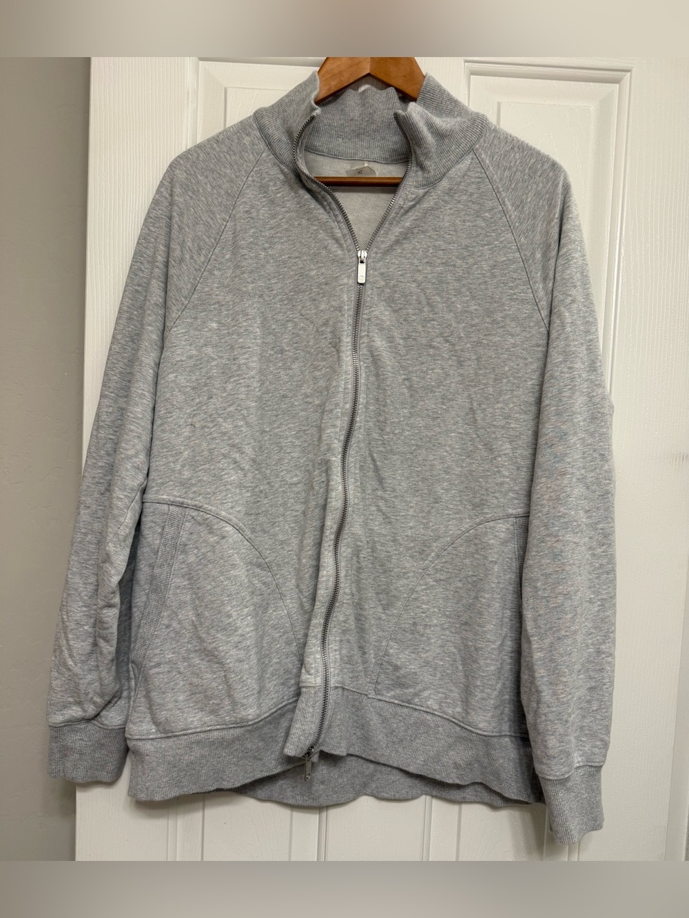 CALIA Heather Grey Full-Zip Mock Neck Athleisure Jacket - Size XL